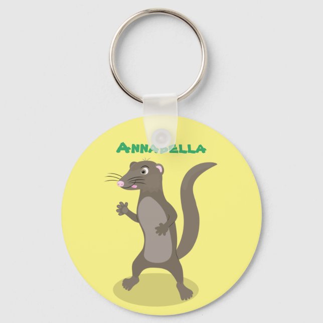 Cute mongoose cartoon illustration key ring (Front)