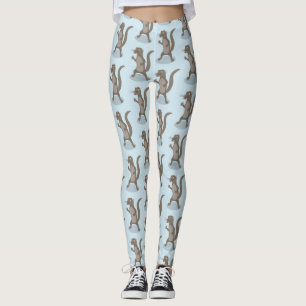 Cute mongoose cartoon illustration leggings