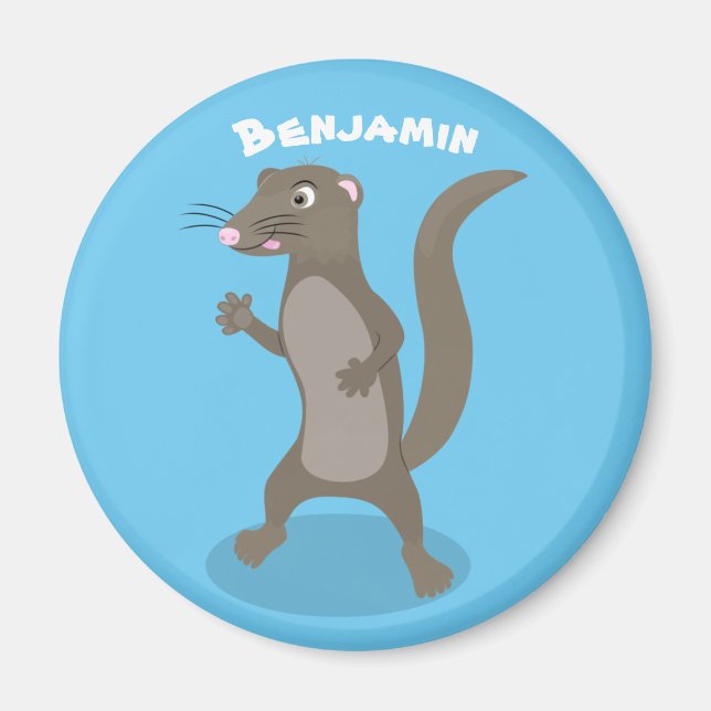 Cute mongoose cartoon illustration magnet (Front)