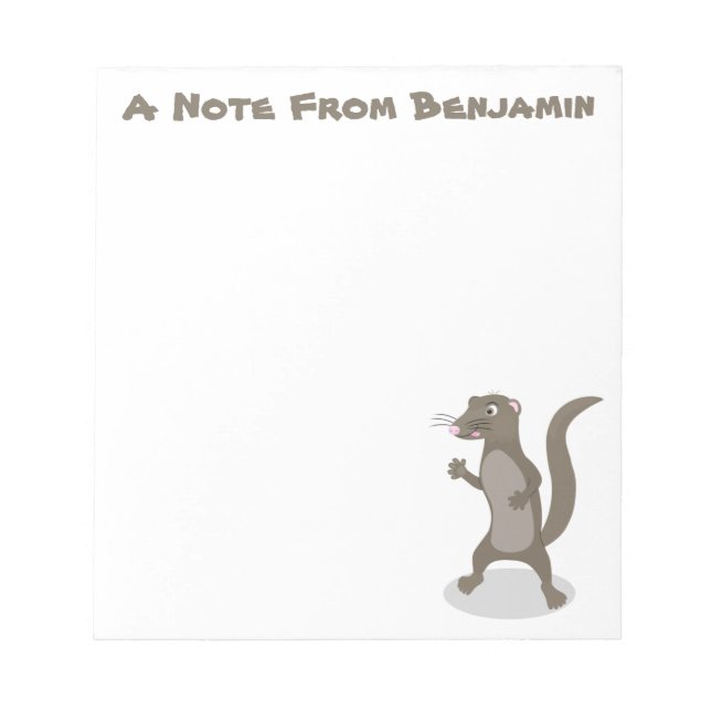 Cute mongoose cartoon illustration notepad (Front)