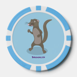 Cute mongoose cartoon illustration poker chips