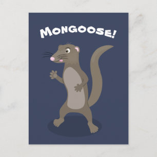 Cute mongoose cartoon illustration postcard