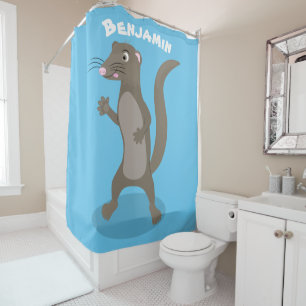 Cute mongoose cartoon illustration shower curtain