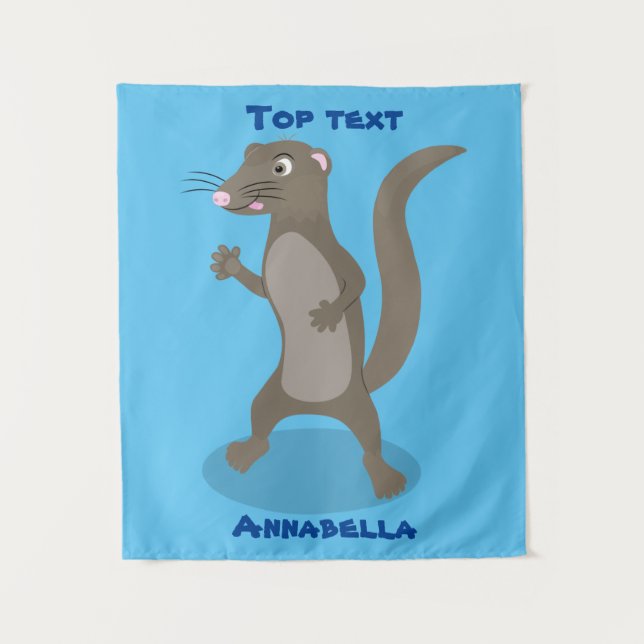 Cute mongoose cartoon illustration tapestry (Front)