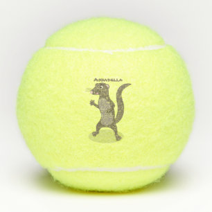 Cute mongoose cartoon illustration tennis balls