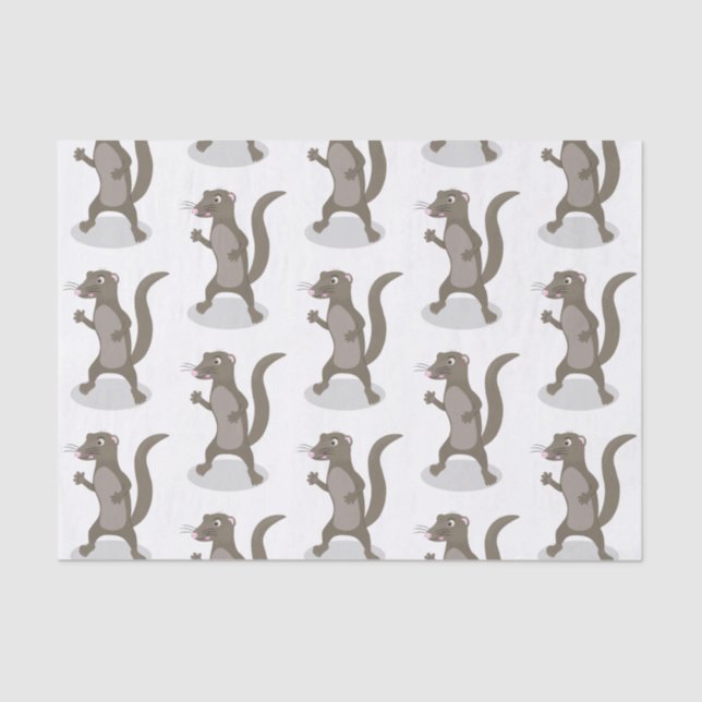 Cute mongoose cartoon illustration tissue paper (Front)
