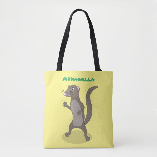 Cute mongoose cartoon illustration tote bag (Front)