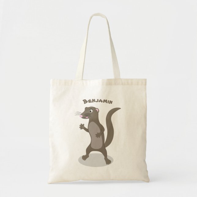 Cute mongoose cartoon illustration tote bag (Front)