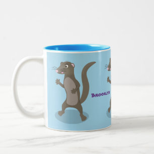 Cute mongoose cartoon illustration Two-Tone coffee mug