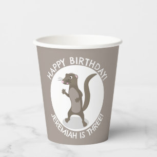 Cute mongoose personalised cartoon birthday paper cups