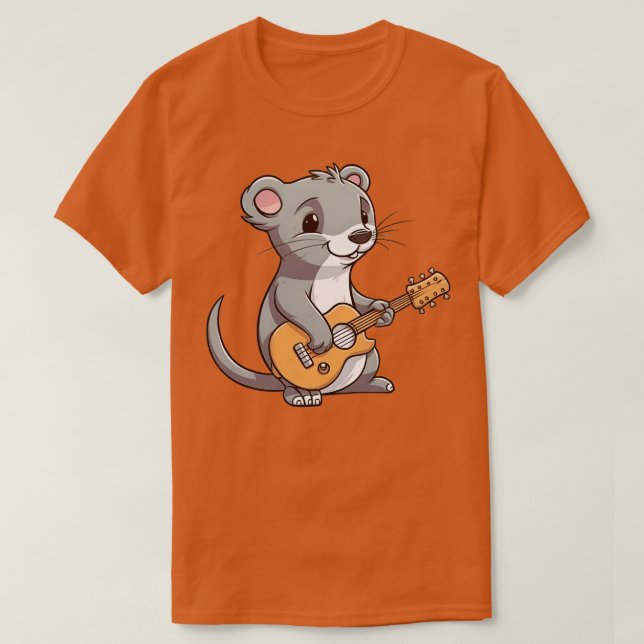 Cute mongoose playing guitar T-Shirt (Design Front)