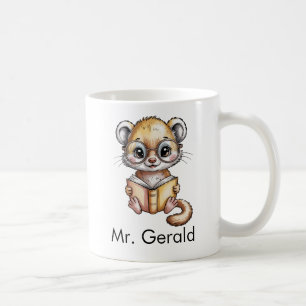 Cute Mongoose Reading a Book Custom Coffee Mug