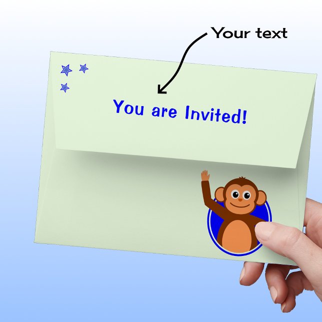 Cute monkey 2nd birthday blue green envelope (Creator Uploaded)