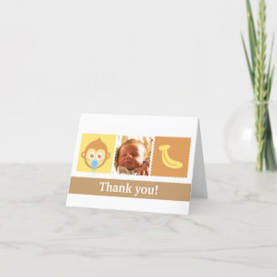 Cute Monkey and Banana Baby Shower Thank You Card