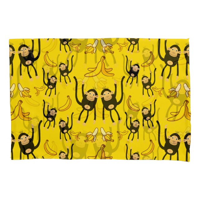 Cute Monkey And Banana Print Pillowcase (Front-Left)