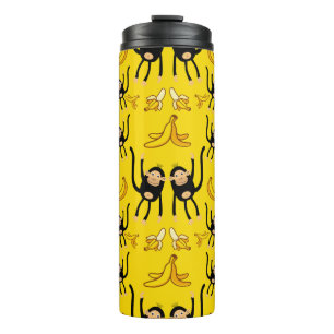 Cute Monkey And Banana Print Thermal Tumbler