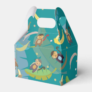 Cute Monkey and Bananas in Tree Pattern Birthday Favour Box