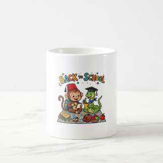 Cute Monkey and Snake Back to School Cartoon Coffee Mug