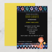 Cute Monkey Baby Shower Black background