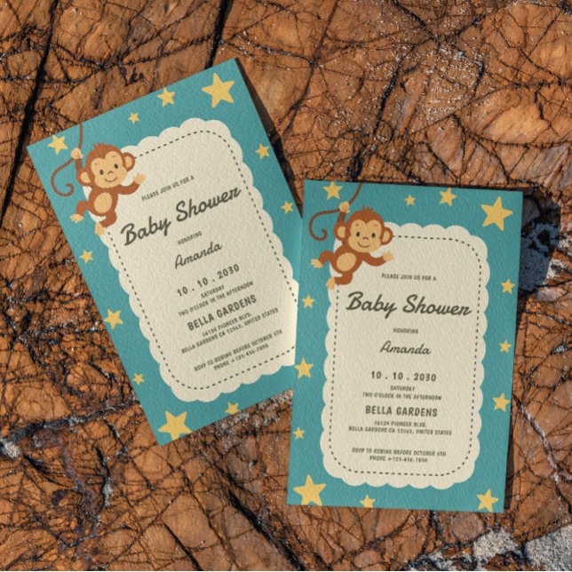 Cute Monkey Baby Shower Invitation (Creator Uploaded)