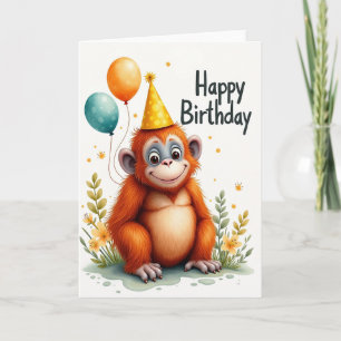 Cute Monkey Balloons Card