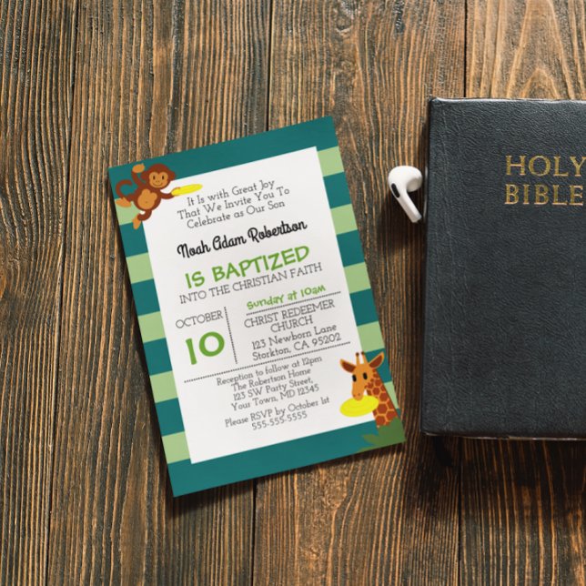 Cute Monkey Baptism Invitation (Creator Uploaded)