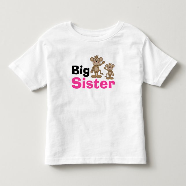 Cute Monkey Big Sister Toddler T-Shirt (Front)