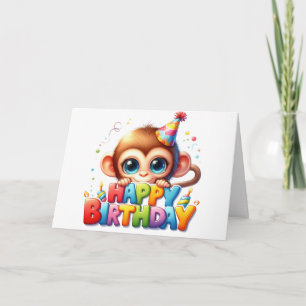 Cute Monkey Birthday Card 