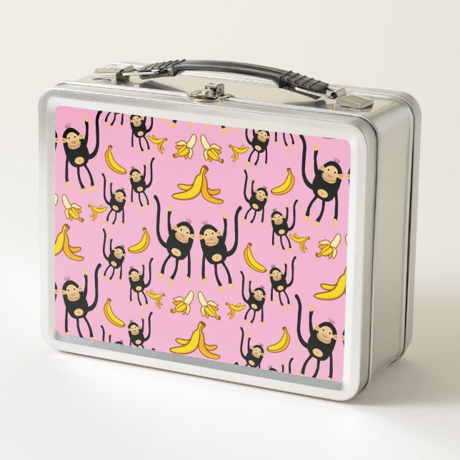 Cute Monkey Birthday  Metal Lunch Box (Front)