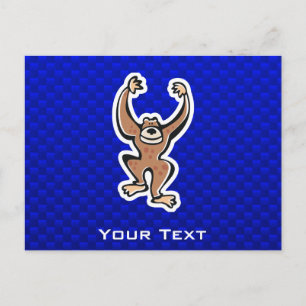 Cute Monkey; Blue Postcard
