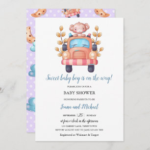 Cute Monkey Boy Baby  Invitation