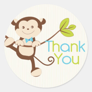 Cute Monkey Boy Baby Shower Sticker