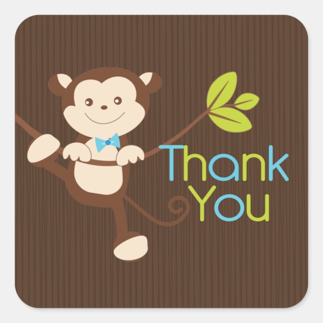 Cute Monkey Boy Baby Shower Sticker (Front)