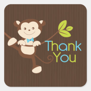 Cute Monkey Boy Baby Shower Sticker