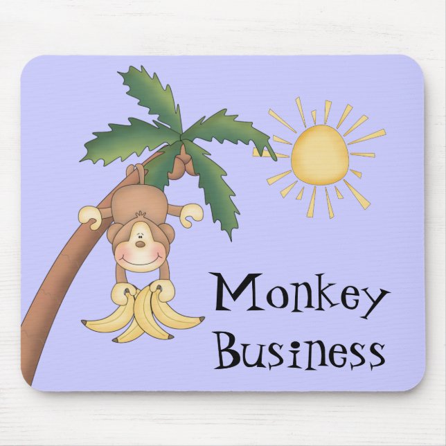 Cute Monkey Business Mouse Mat (Front)