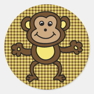 cute monkey card classic round sticker
