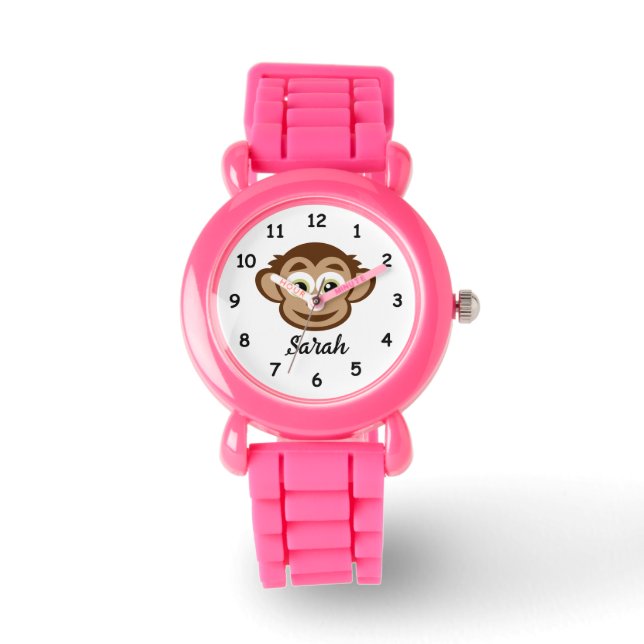 Cute monkey cartoon custom silicone kids's watch (Front)