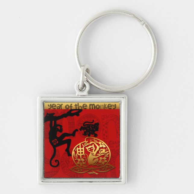 Cute Monkey Chinese Year Zodiac Birthday keychain (Front)