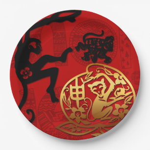 Cute Monkey Chinese Year Zodiac Birthday Paper P Paper Plate