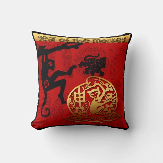 Cute Monkey Chinese Year Zodiac Birthday Pillow (Front)