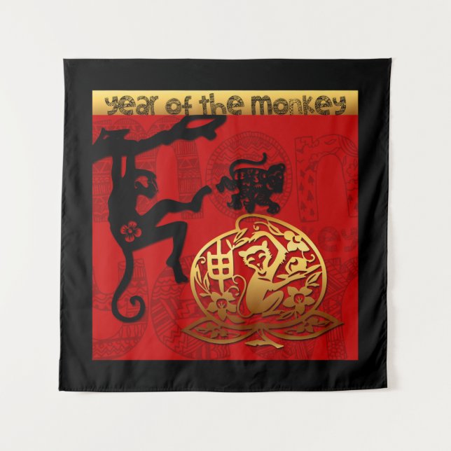 Cute Monkey Chinese Year Zodiac BirthdayTapestry Tapestry (Front)