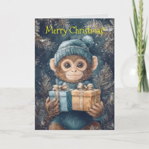 Cute Monkey Christmas Card