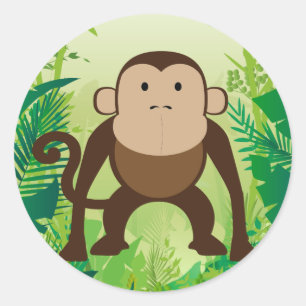 Cute Monkey Classic Round Sticker