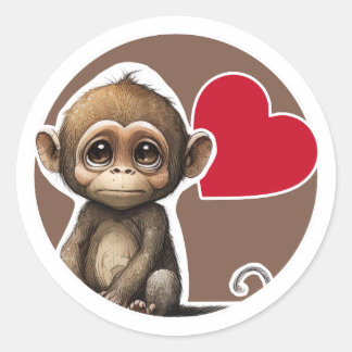 Cute Monkey Classic Round Sticker