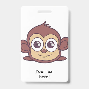 Cute monkey clipart ID badge
