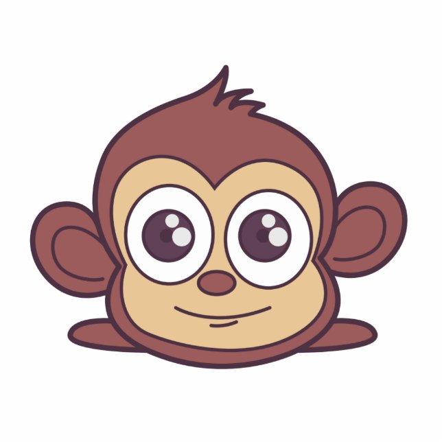 Cute monkey clipart photo sculpture key ring (Front)