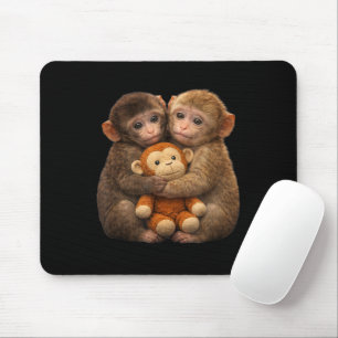 Cute Monkey Couple Hugging Monkey Punch Plush Art Mouse Mat