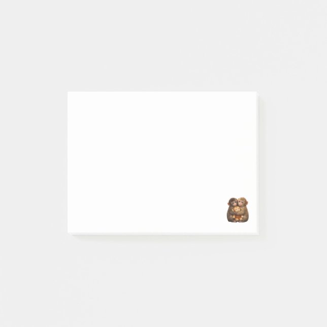 Cute Monkey Couple Hugging Monkey Punch Plush Art Post-it Notes (Front)