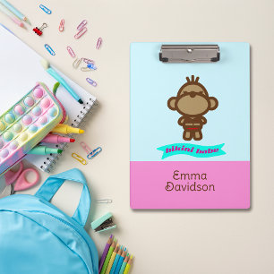 Cute Monkey Custom Name Clipboard