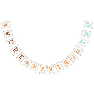 Cute Monkey Double Trouble Twins Baby Shower Bunting